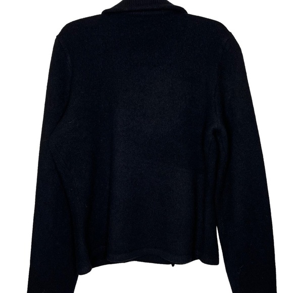 Lauren Ralph Lauren Black Lambswool Gold Tone Asymmetric Zip Moto Style Sz L - Picture 4 of 14